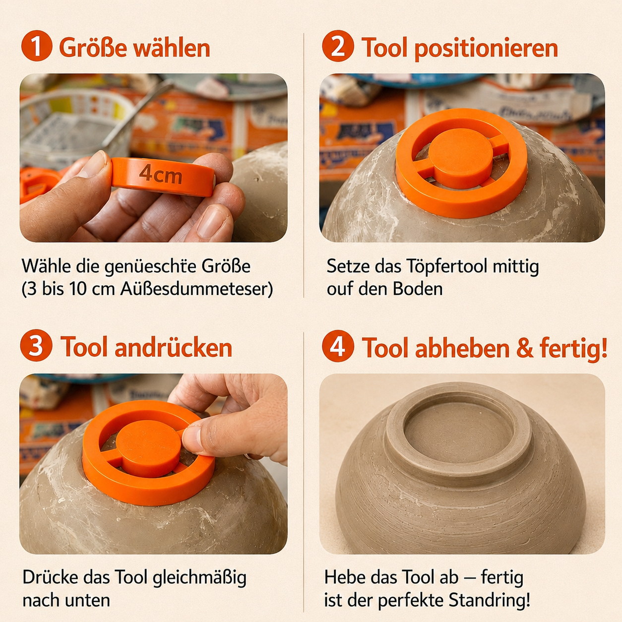 Töpferwerkzeug | Fuß-Ring | Set