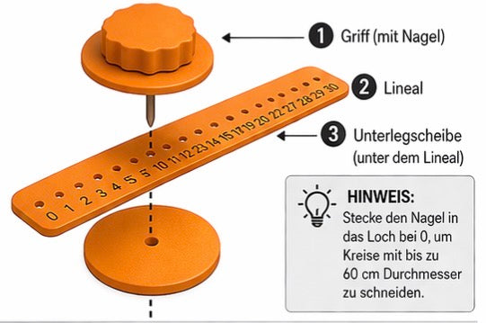 Töpferwerkzeug | Ton-Kreisschneider-Lineal