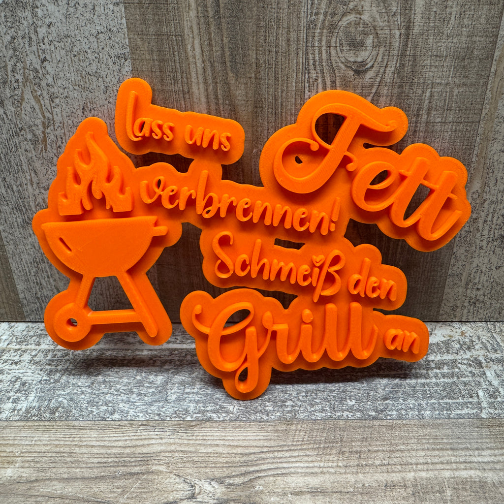 Lustige "Grill-Saison"-Sprüche/Töpferstempel